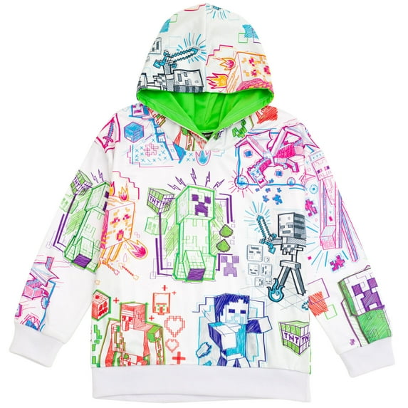 Minecraft Mobs Creeper Zombie Enderman Fleece Pullover Hoodie Little Kid to Big Kid