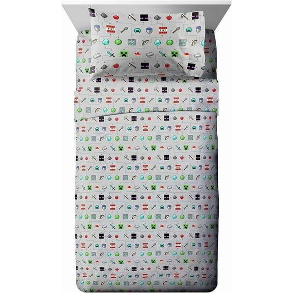 Minecraft Monster Hunters 4 Piece Full Size Bed Sheets Set - Gamer Home Décor