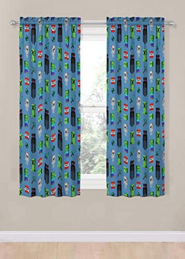 JAY FRANCO Minecraft Monster Hunters 2 Panels Drapes Set - 63 Inch Long - Gamer Home Dcor