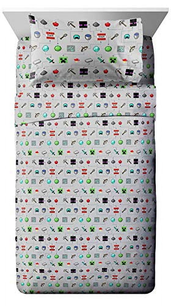 Gray Twin Microfiber Minecraft Print Sheet Set
