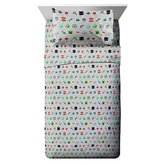 Minecraft Monster Hunters Twin Sheet Set - 3 Piece Set Super Soft and Cozy Kid’s Bedding Features Creepers