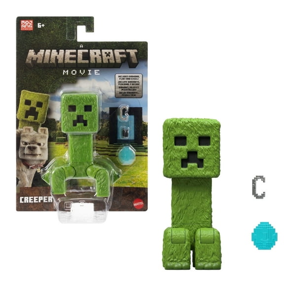 Minecraft Movie Creeper Action Figure 4-Inch Posable Toy with Accessories Collectible for Play & Display Ages 6+