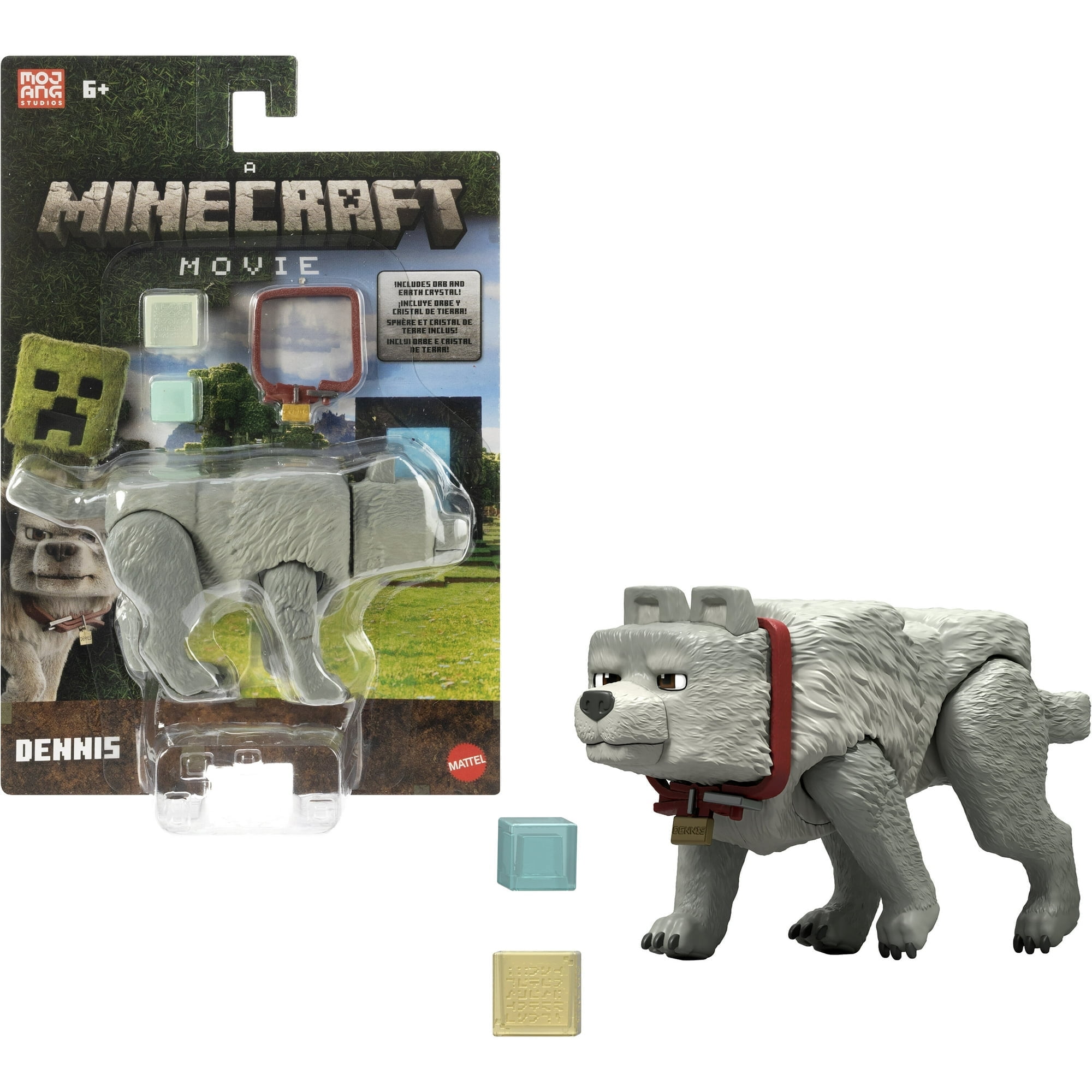 Minecraft Movie Dennis the Wolf Action Figure 3.25-Inch Posable Toy with Accessories Collectible for Play \u0026 Display Ages 6+