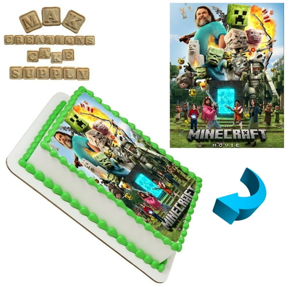 Minecraft Movie Main 1/4 Sheet Cake topper - Can also be used on a 1/2 Sheet with room to decorate!