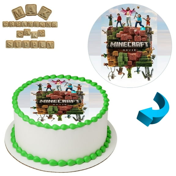 Minecraft Movie Minecraft World 8" Round Edible Cake Topper ~ Can be used on 8", 9" or 10" Cakes