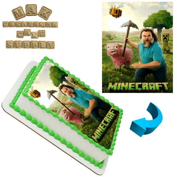Minecraft Movie Steve 1/4 Sheet Cake topper - Can also be used on a 1/2 Sheet with room to decorate!
