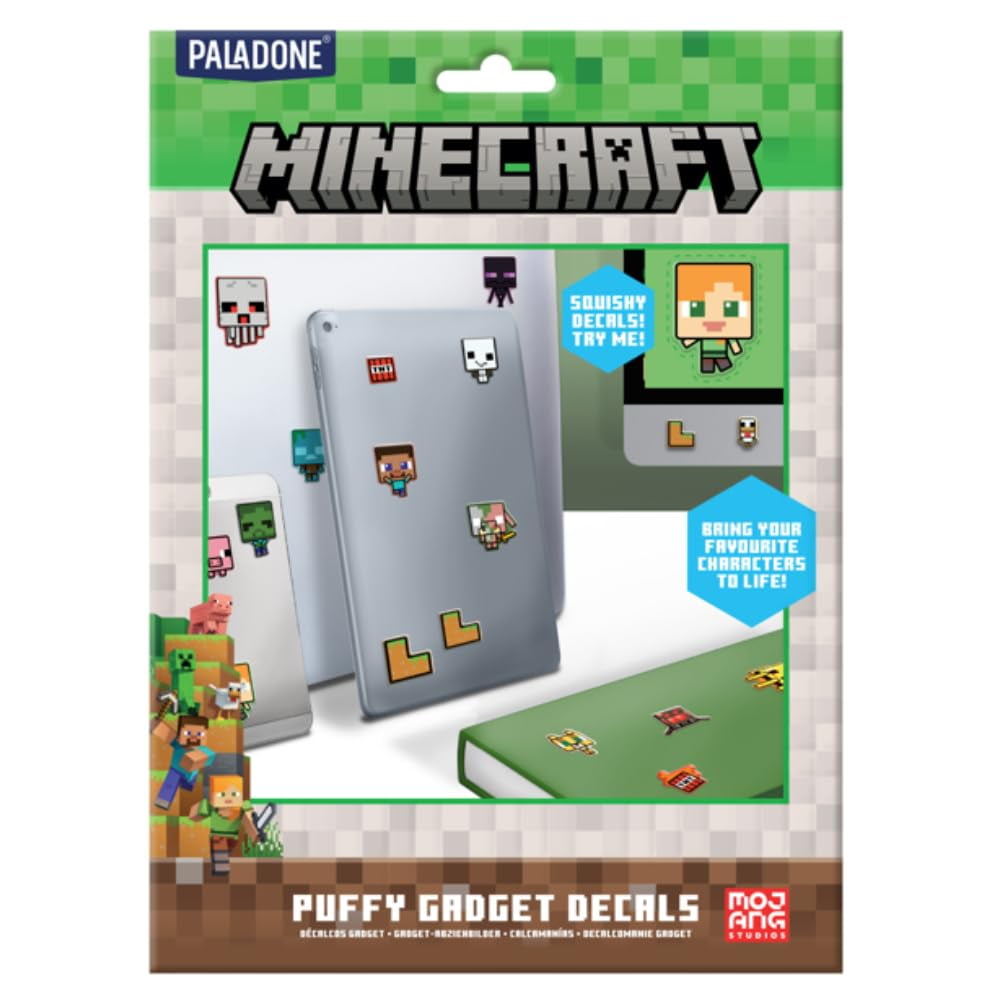 Minecraft Official Licensed Puffy Gadget Decals Laptop and Phone Case Stickers for Boys and Gir