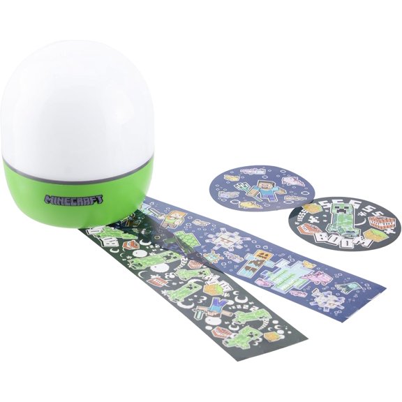 Minecraft Officially Licensed Creeper & Steve Projector Night Light, Gamer Projection Lamp Accessory, Minecraft Sounds, Gaming Bedroom Decor for Kids Mood Lighting with 4 Projector Sheets