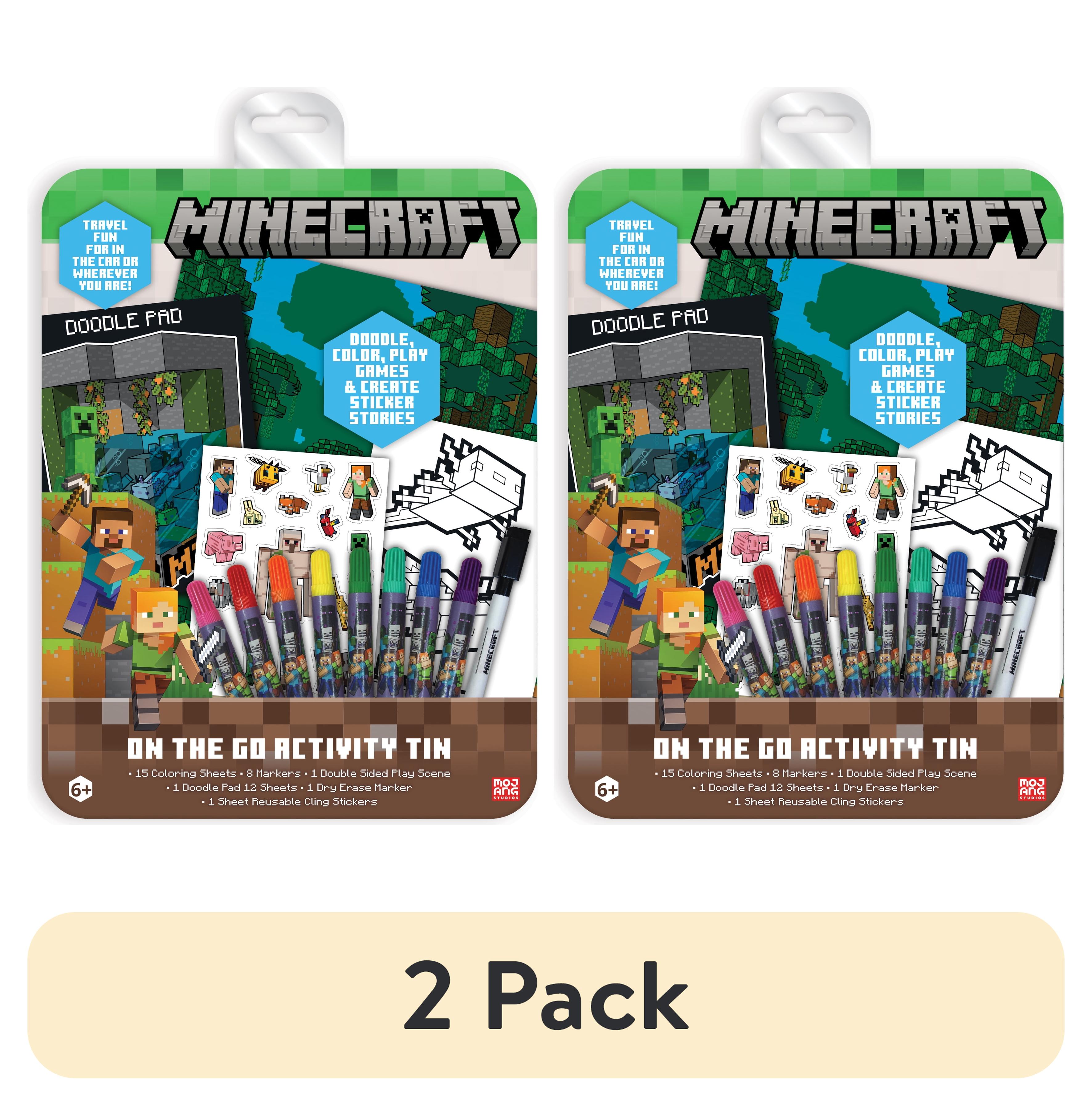 (2 pack) Minecraft On-The-Go Activity Tin Art Set, 27 Pieces, for Children Ages 6+, Multi-Color, Unisex