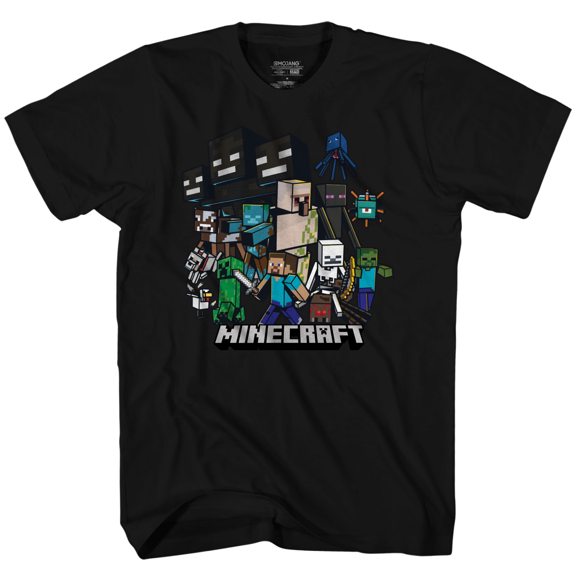 Minecraft Party with Monsters Boss Mobs Kids Graphic Short Sleeve T ...