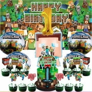 Minecraft Party Supplies Decor 1st Kit Balloons Birthday Cake Topper Banner Backdrop Decorations