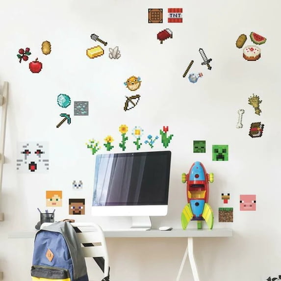 Minecraft Peel and Stick Wall Decals 38 Kids Game Room Decor Gamers Art Stickers RMK5006SCS