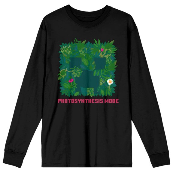 Minecraft Photosynthesis Mode Crew Neck Long Sleeve Women's Black Tee
-Small
