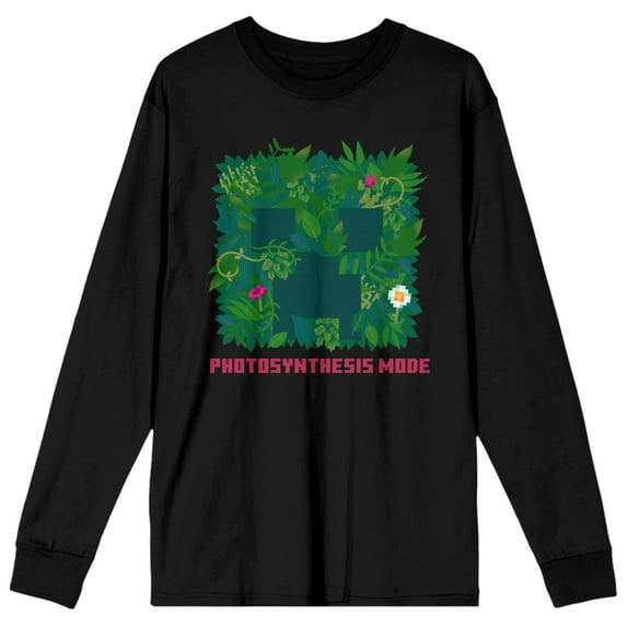 Minecraft Photosynthesis Mode Crew Neck Long Sleeve Women's Black Tee
-XL