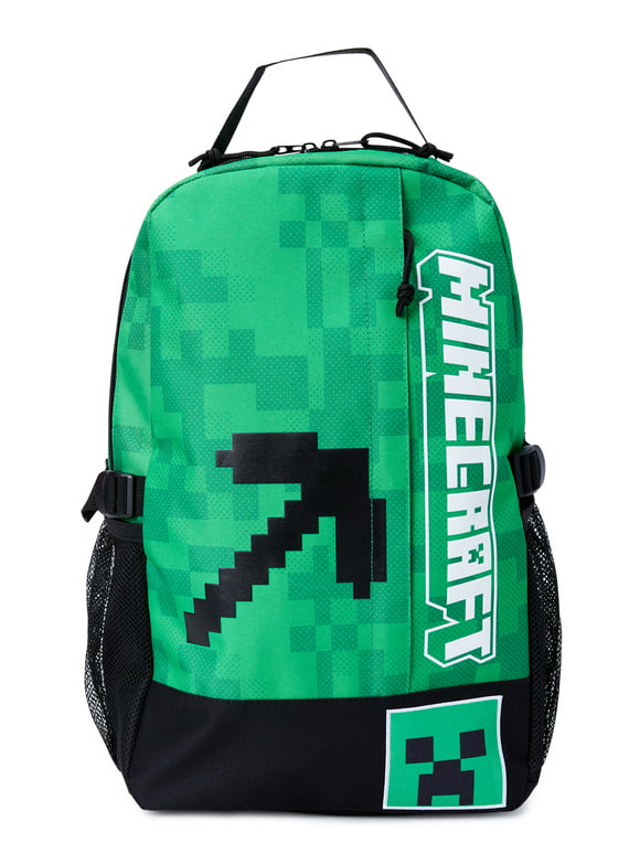 Minecraft Pickaxe Creeper Unisex 18" Laptop Backpack, Green Black