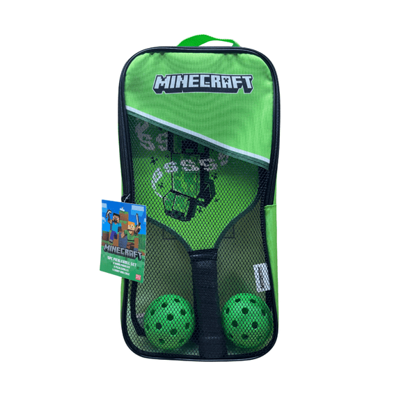 Minecraft Pickleball Paddle and Ball Set Vibrant Green, Outdoor Paddle Game Set
