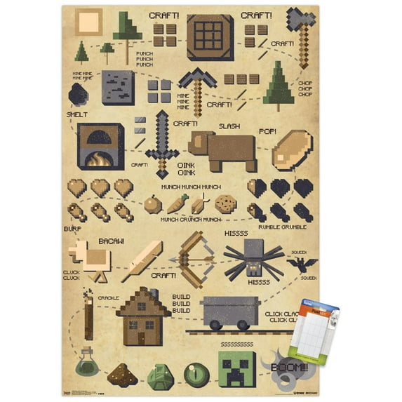 Minecraft - Pictographic Wall Poster, 14.725" x 22.375"