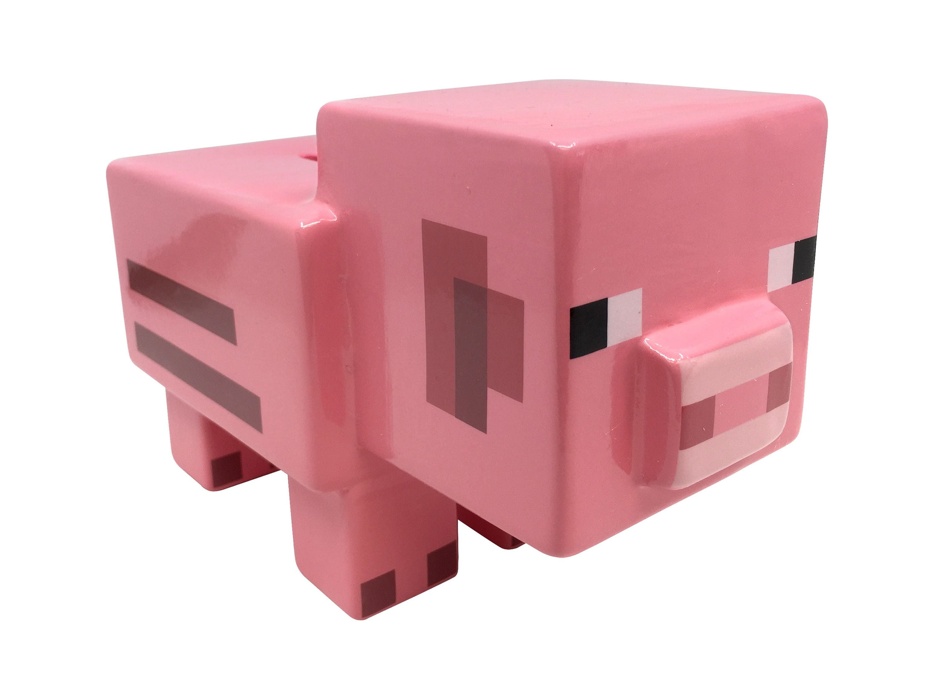 Minecraft Pig Ceramic Piggy Bank, 100% Ceramic, Pink, Mojang 