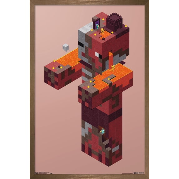 Minecraft - Pigman Nether Wall Poster, 14.725" x 22.375", Framed