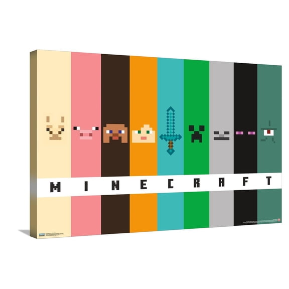 Minecraft - Pixel Bars Canvas Wall Poster, 22.375" x 34"