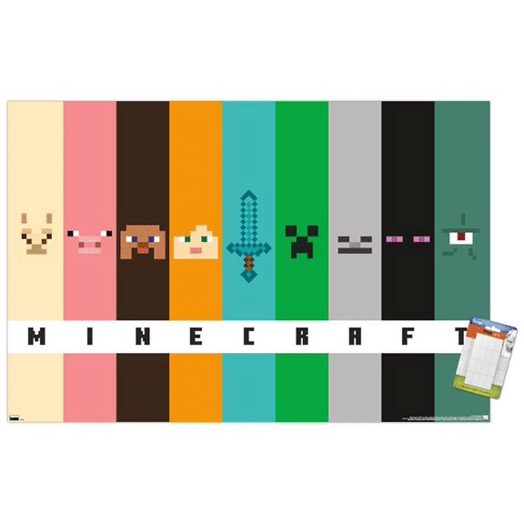 Minecraft - Pixel Bars Wall Poster, 14.725" x 22.375"