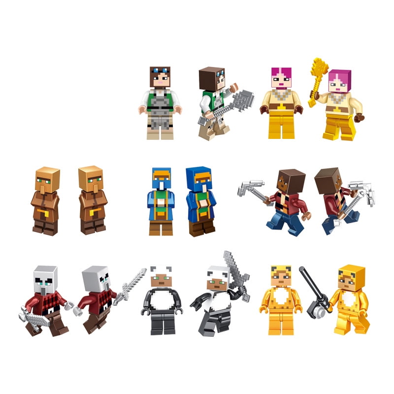Minecraft Pixel Mini Figures Set of 16, Perfect for Loot Bags, Cake Toppers, or Collecting