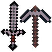 Minecraft Plastic Sword and Pickaxe Set Netherite Video Game Role Play Toy Costume Accessory 2-Pieces Axe Mojang