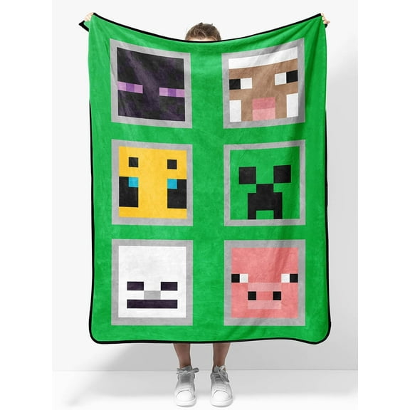 Minecraft Plush Travel Throw Blanket - Measures 40 x 50 Inches - Super Soft & Cozy Travel Accessories Features Creeper & Enderman