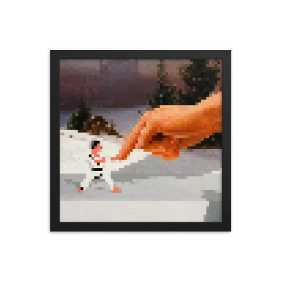 Minecraft Pointer Painting Poster Pixel Art Hand Touch Scene Gaming Wall Decor Retro Style Print Size 24x36 Unframed Poster