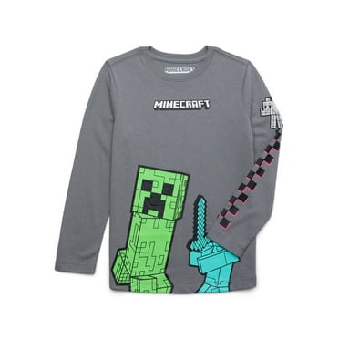 Minecraft Posterize Boys Graphic Crewneck Tee with Long Sleeves, Sizes XS-2X