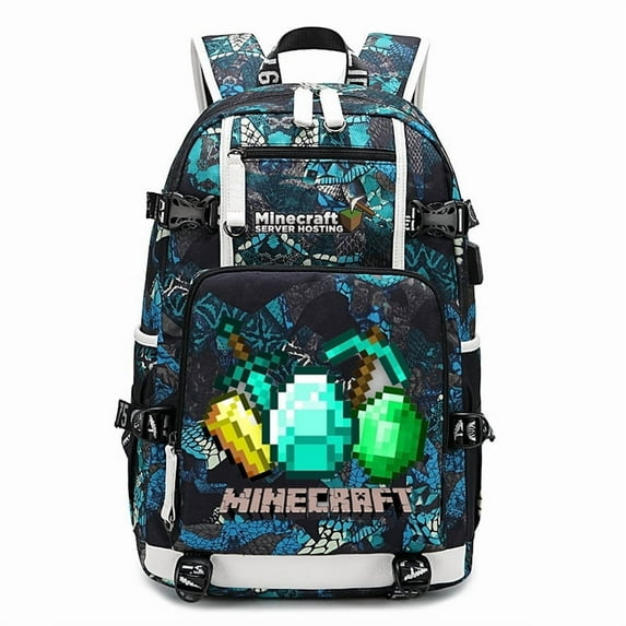 Minecraft Printed Backpack My World Game Travel Bag Outdoor Large Capacity,606-BU-Blue 10
