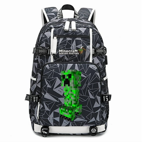 Minecraft Printed Backpack My World Game Travel Bag Outdoor Large Capacity,mu,606-GY-Gray 14