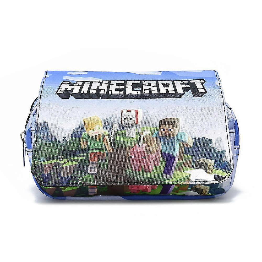 Minecraft Printed Pencil Case for Game Lovers Double Layer Pencil