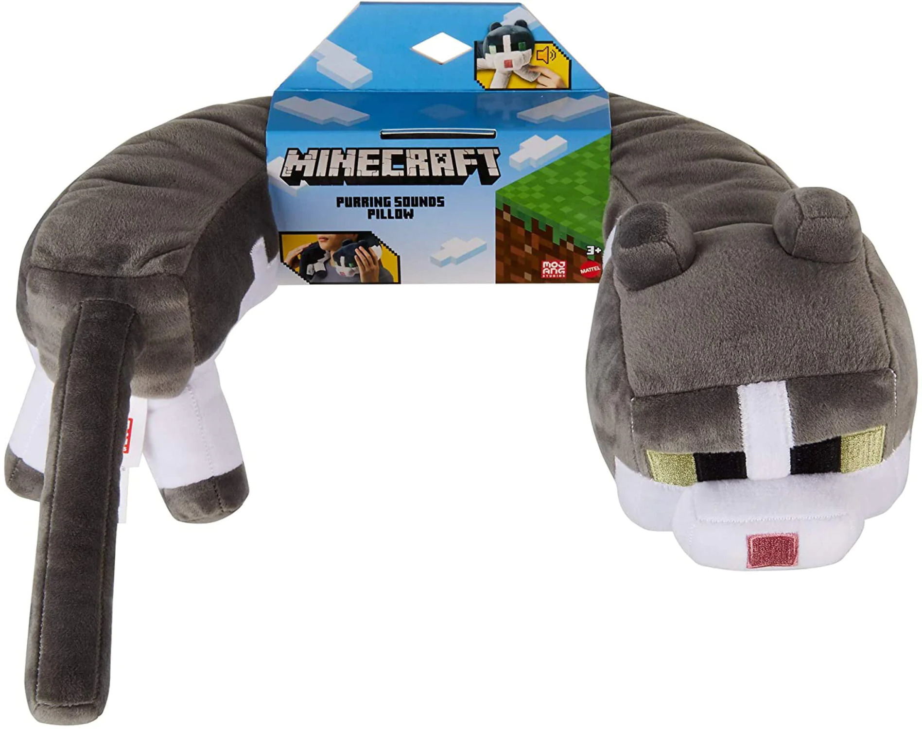 Minecraft Purring Sounds Plush Cat Neck Pillow Toy, Soft Comfort Gift