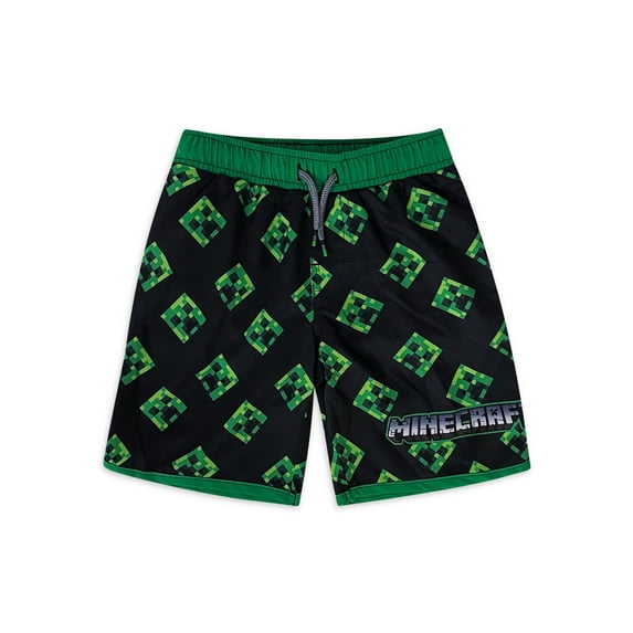 Minecraft Quick-Dry Adjustable Waist Polyester Swimming Shorts Swimwear Bottoms (Boy's)