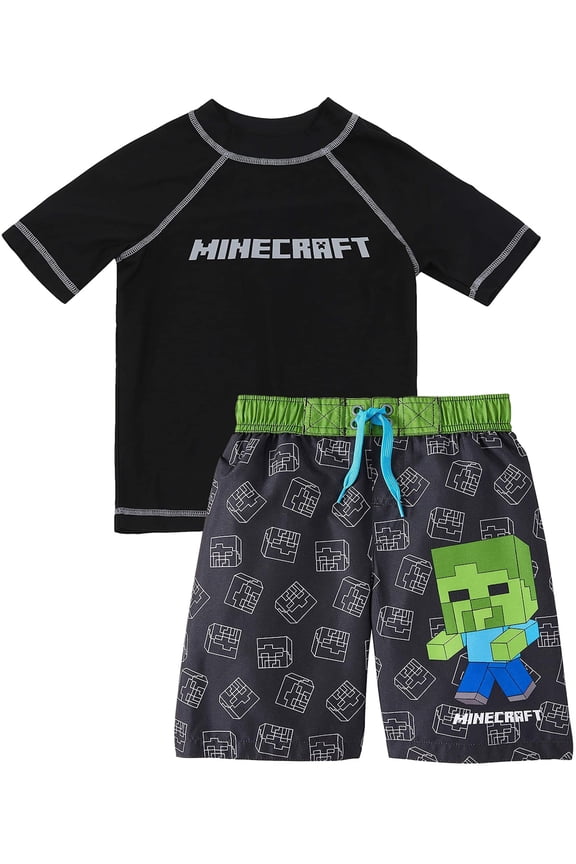 Rash Guard Zombie Swim Trunks Swimsuit Set (Little Boy's)