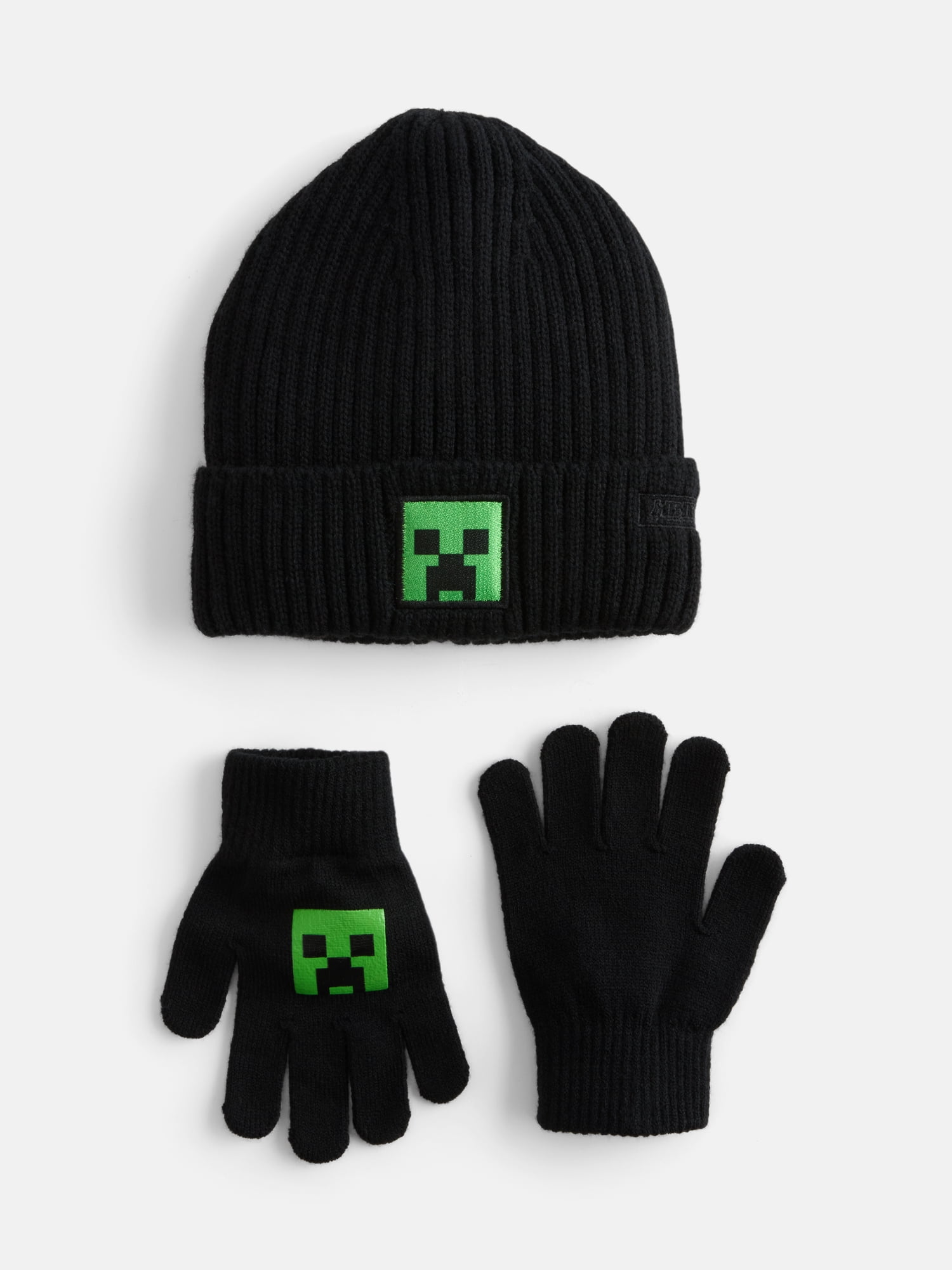 Minecraft Boys Ribbed Knit Beanie and Gloves Set, 2 Piece, One Size