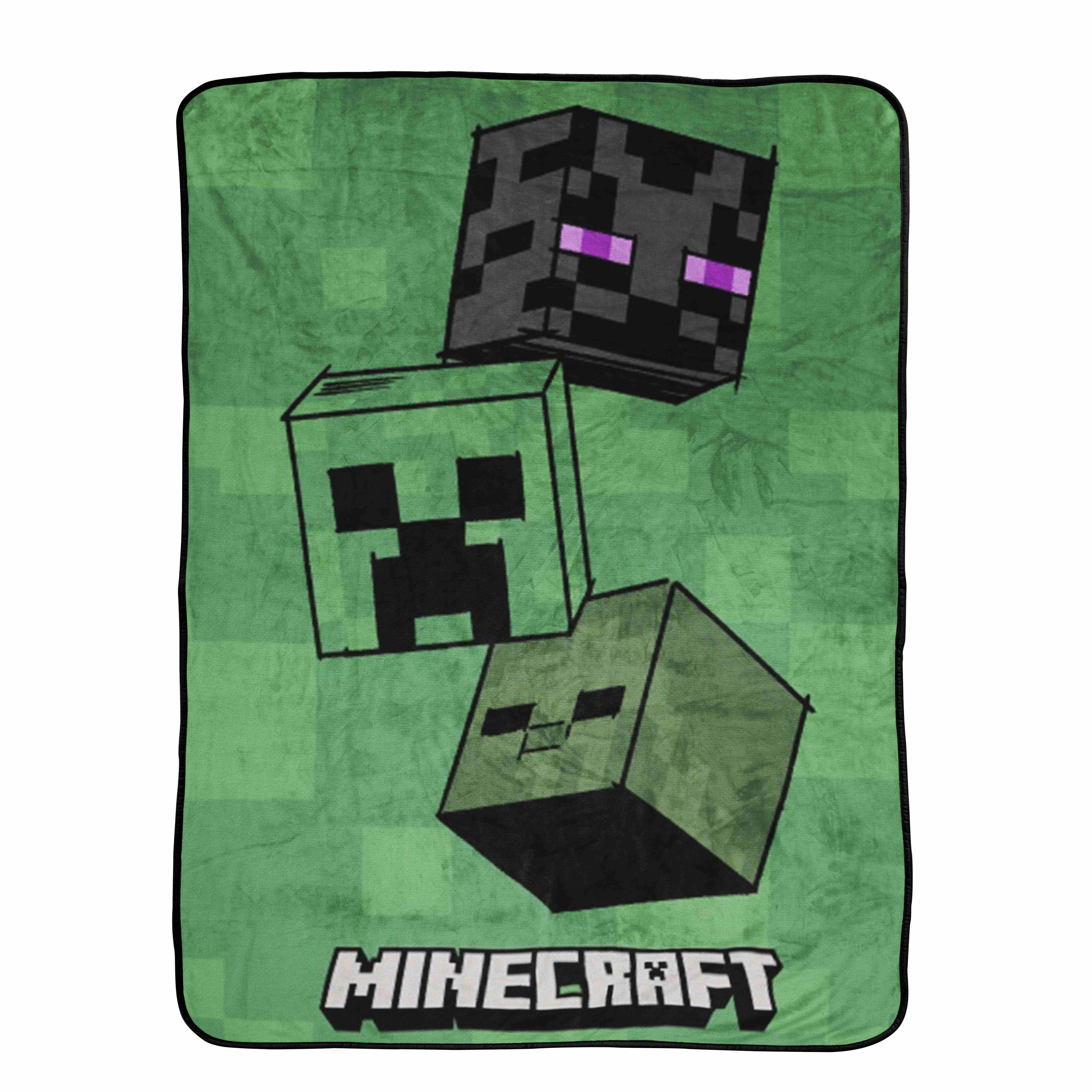 Minecraft Rising Mobs 46" x 60" Coral Fleece Throw Blanket, Polyester, Green, Mojang