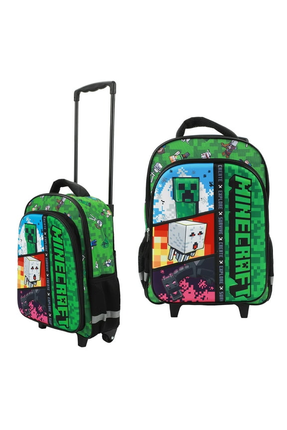 Minecraft Rolling 16" Backpack with Adjustable Handle