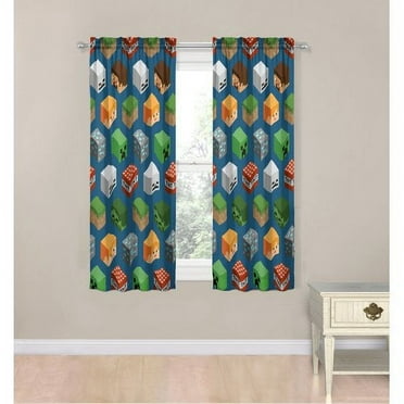 Minecraft Room Darkening Curtain Pair, 42" x 63" 2 Panels