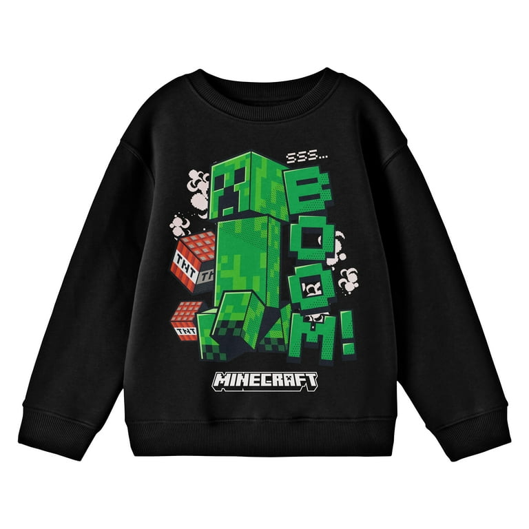 Minecraft SSS Boom Creeper Boy s Black Long Sleeve Sweatshirt Large Walmart