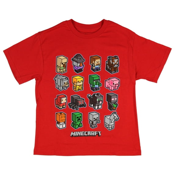 Minecraft Shirt Boys' Mini Mob Animal And Characters T-Shirt (XS, 4/5)