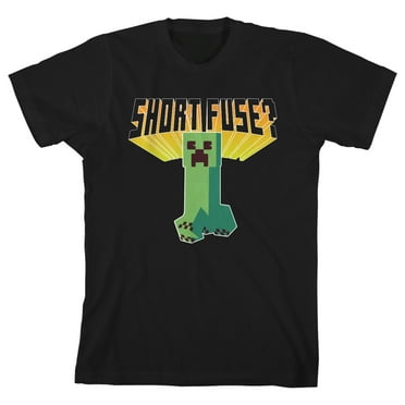 Minecraft Short Fuse Crew Neck Short Sleeve Youth Black T-shirt-Large