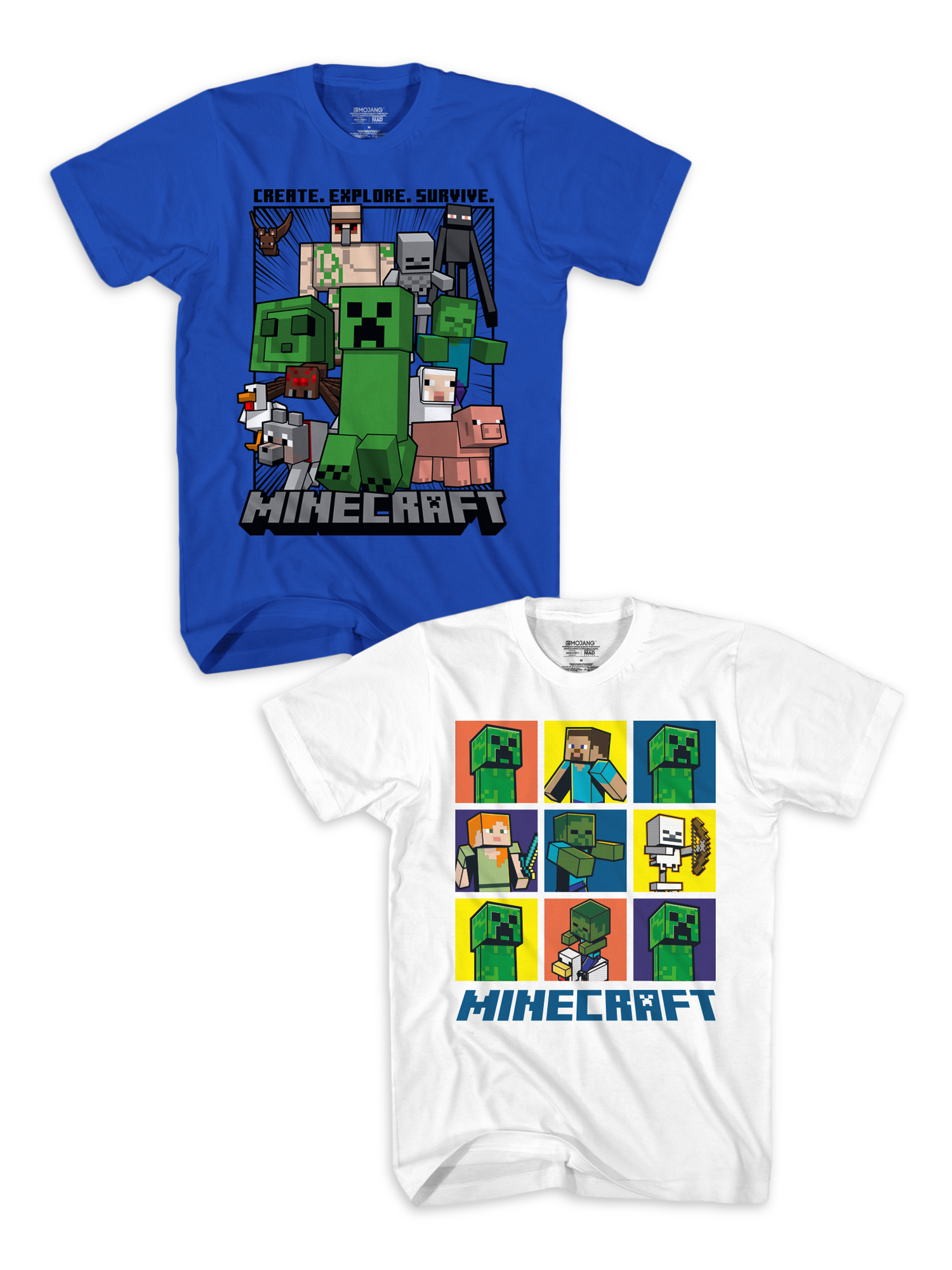 Minecraft Short Sleeve Graphic Crew Neck Relaxed Fit T-Shirt (Little Boys or Big Boys) 2 Pack - image 1 of 4