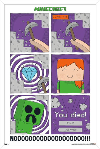Minecraft - Simple Comic Alex Creeper Wall Poster, 14.725" x 22.375" Framed