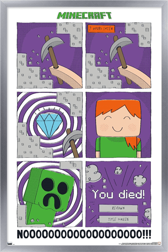 Minecraft - Simple Comic Alex Creeper Wall Poster, 22.375" x 34" Framed
