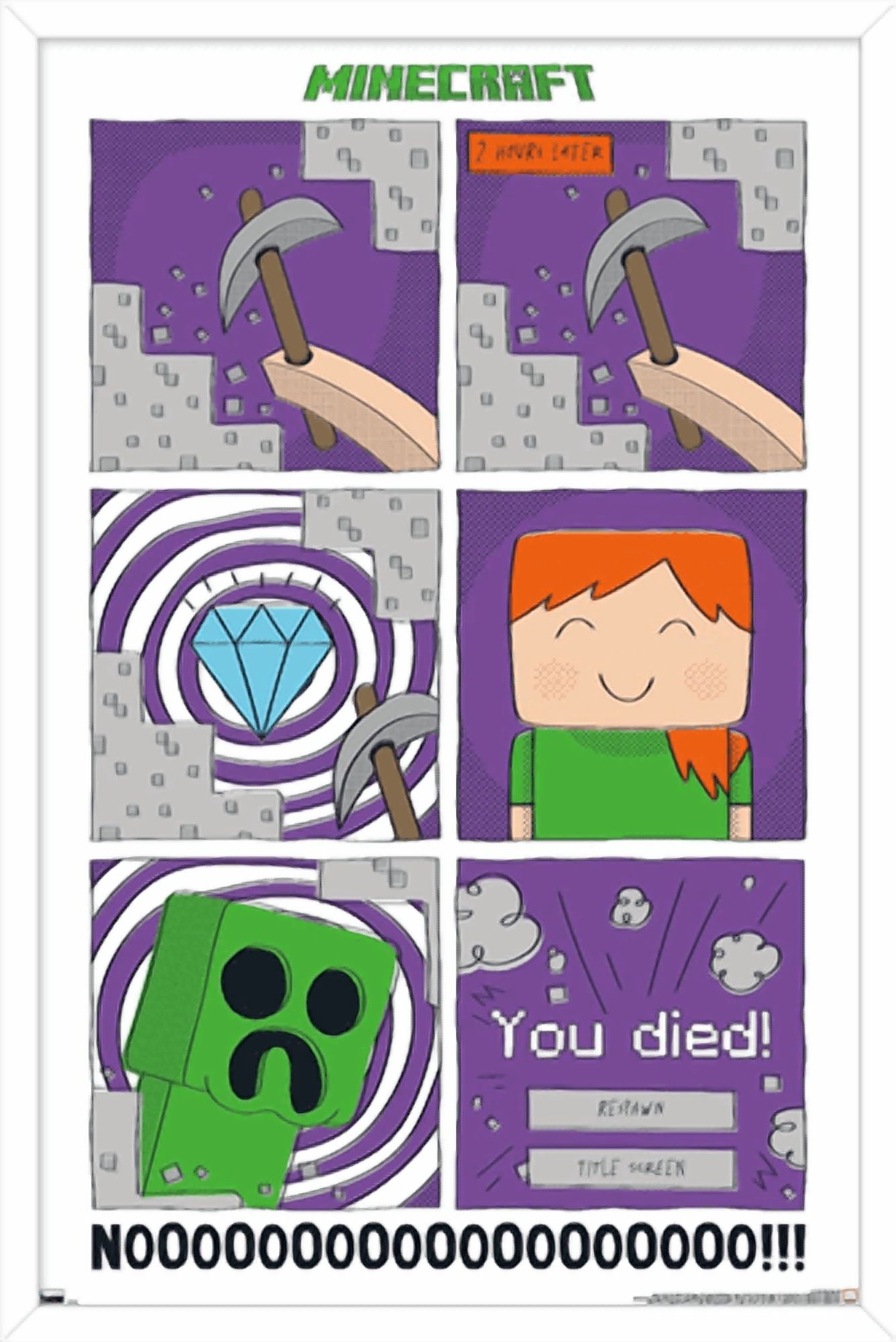 Minecraft - Simple Comic Alex Creeper Wall Poster, 22.375" x 34" Framed