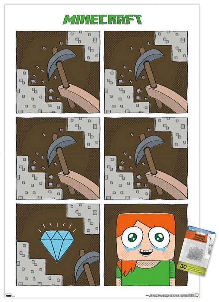 Minecraft - Simple Comic Alex Cry Wall Poster with Pushpins, 22.375" x 34"