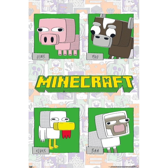 Minecraft - Simple Comic Animal Grid Wall Poster, 22.375" x 34"