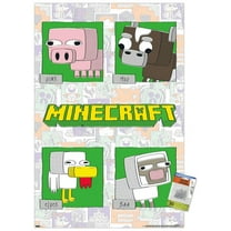 Minecraft - Simple Comic Animal Grid Wall Poster with Pushpins, 22.375" x 34"